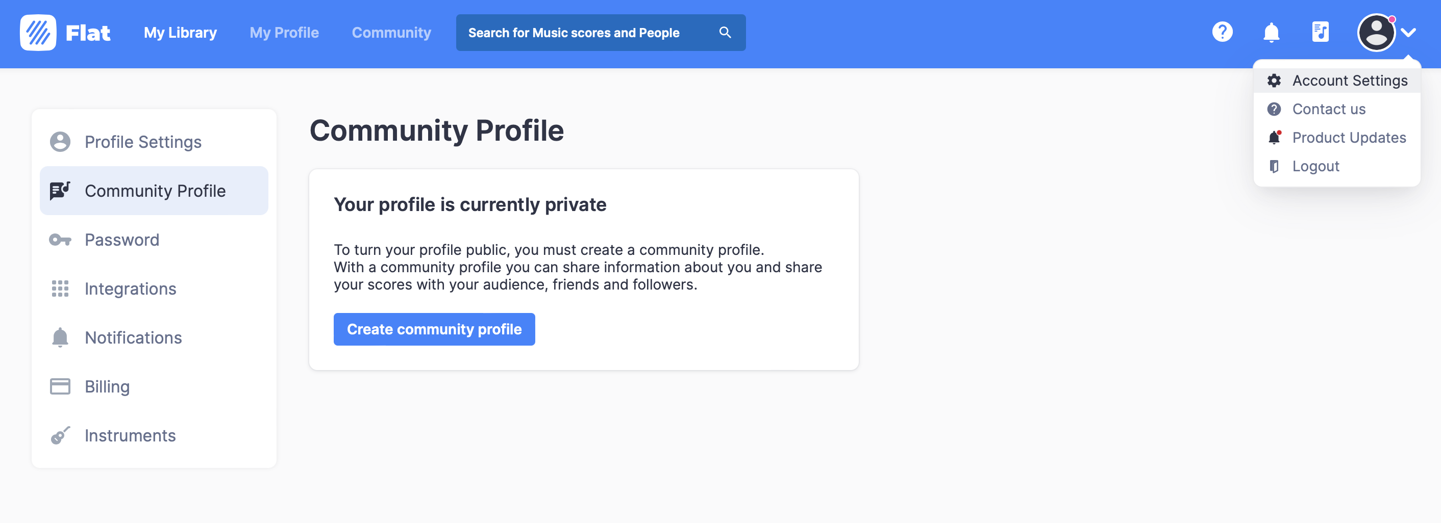 Creating a community profile