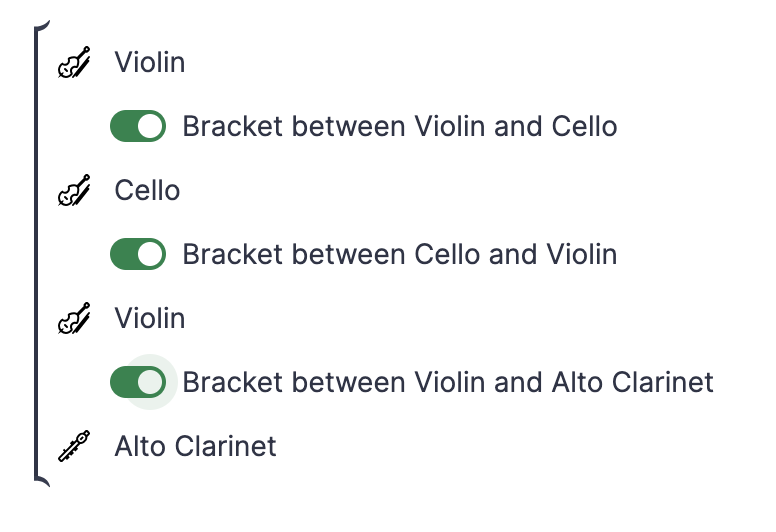 Group parts together with brackets