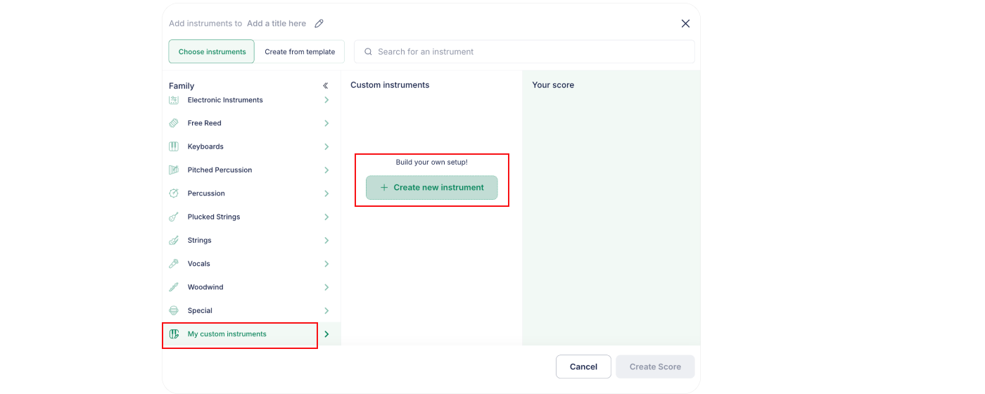 Add custom instruments