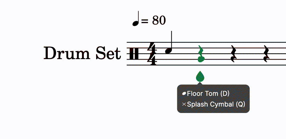 Drums tooltip when hovering the staff