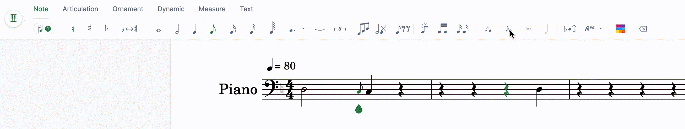 Insert a grace note