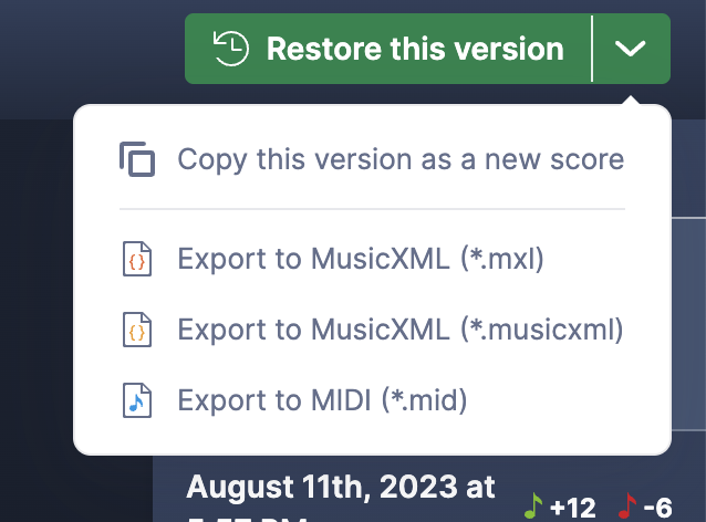 Advanced history tools: restore, copy and export
