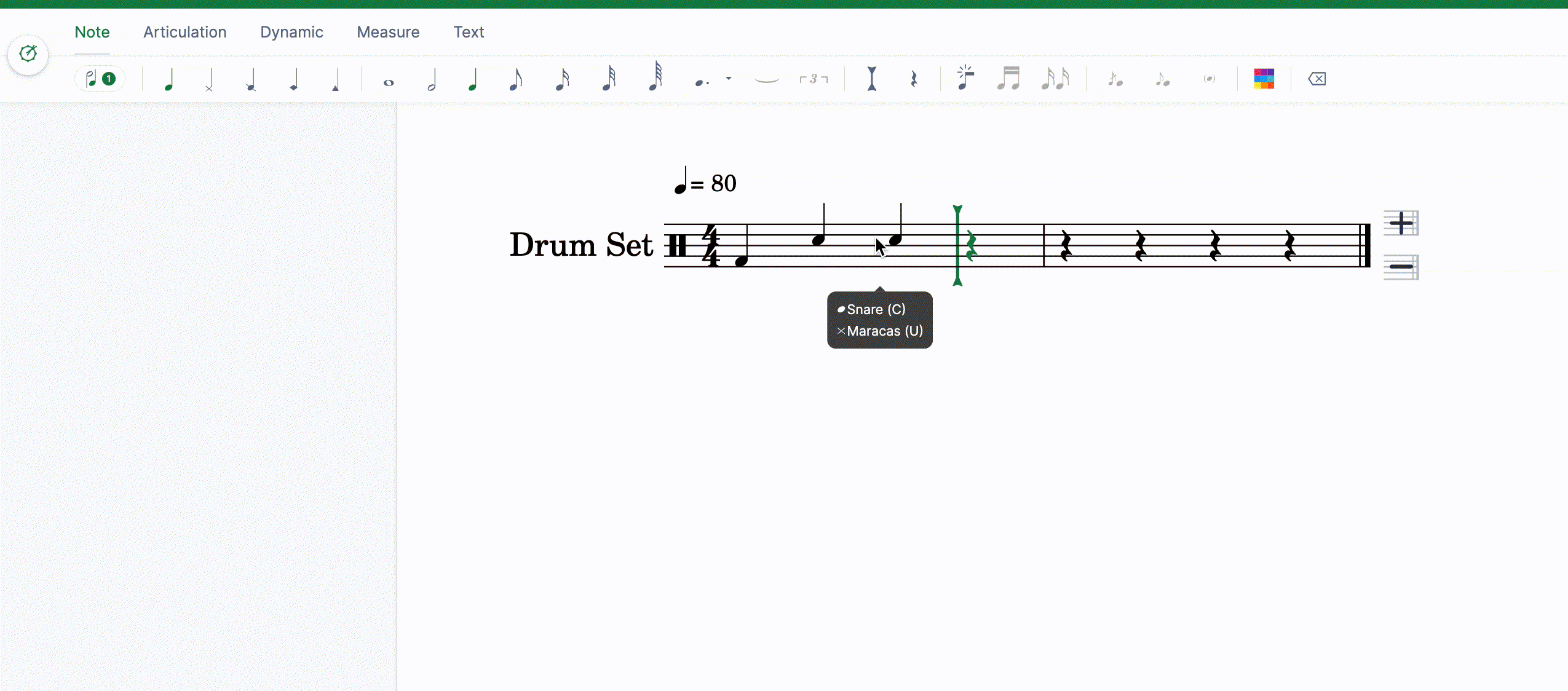 Notehead in insert mode