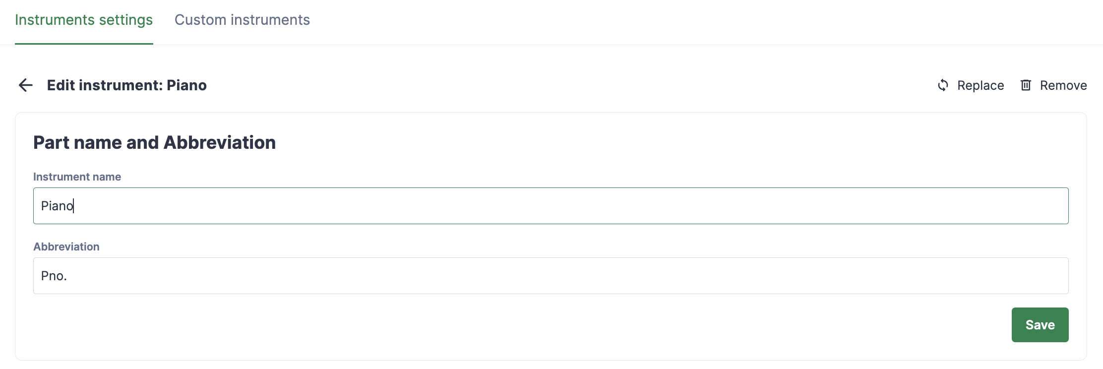 Edit part name & abbreviation