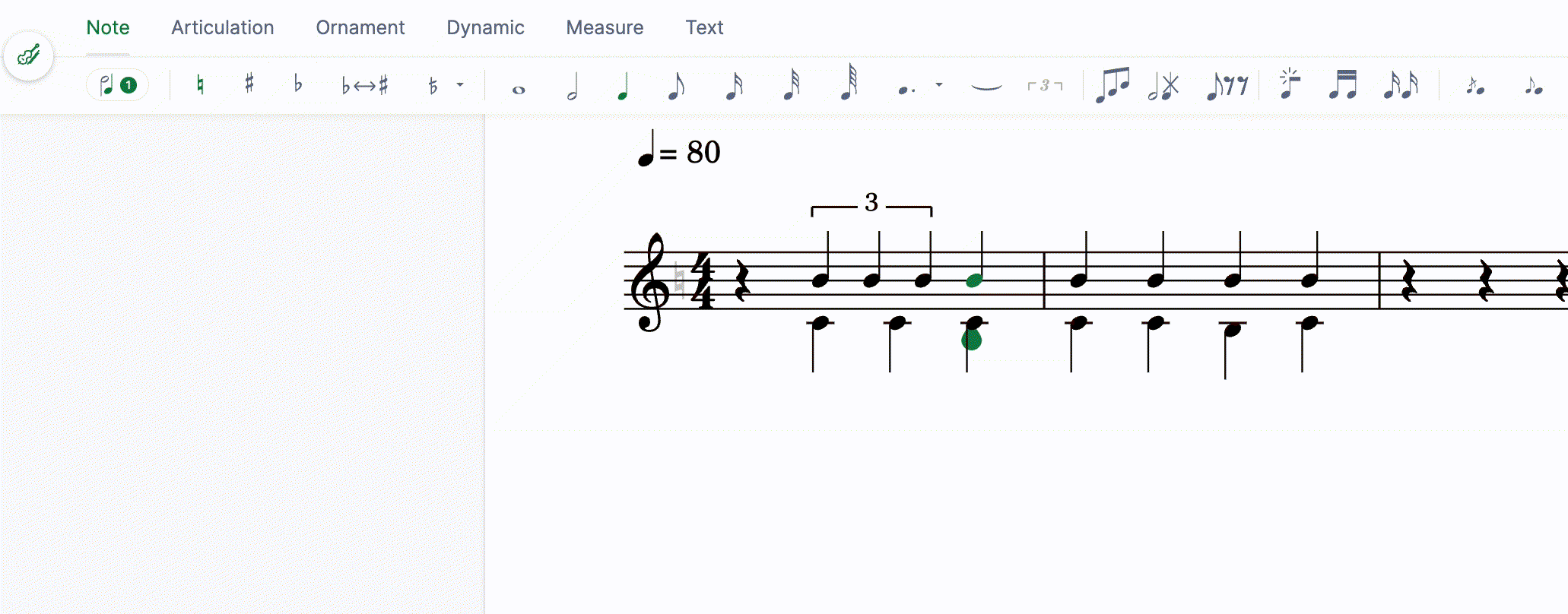 Swap voices on tuplets