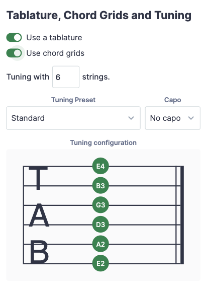 Tab settings