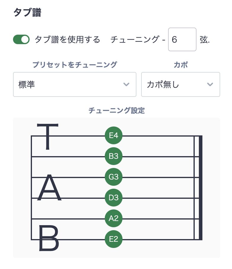 タブ譜設定
