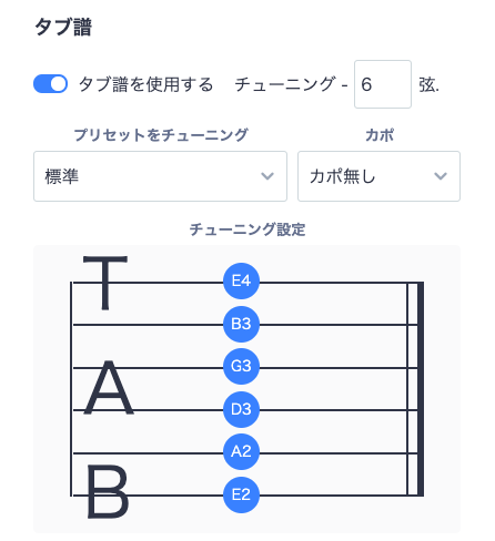 タブ譜設定
