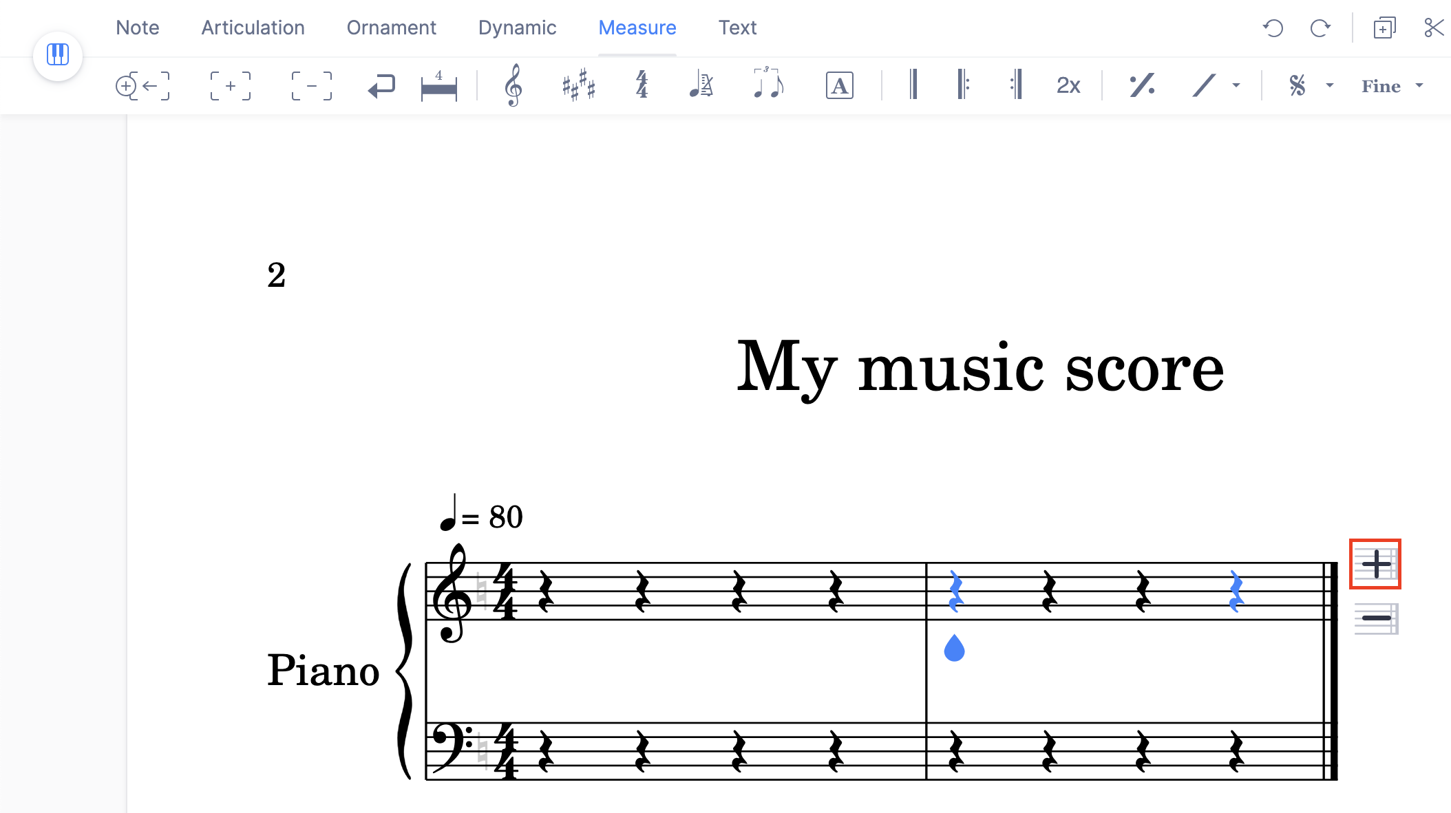 Add a new measure in the score