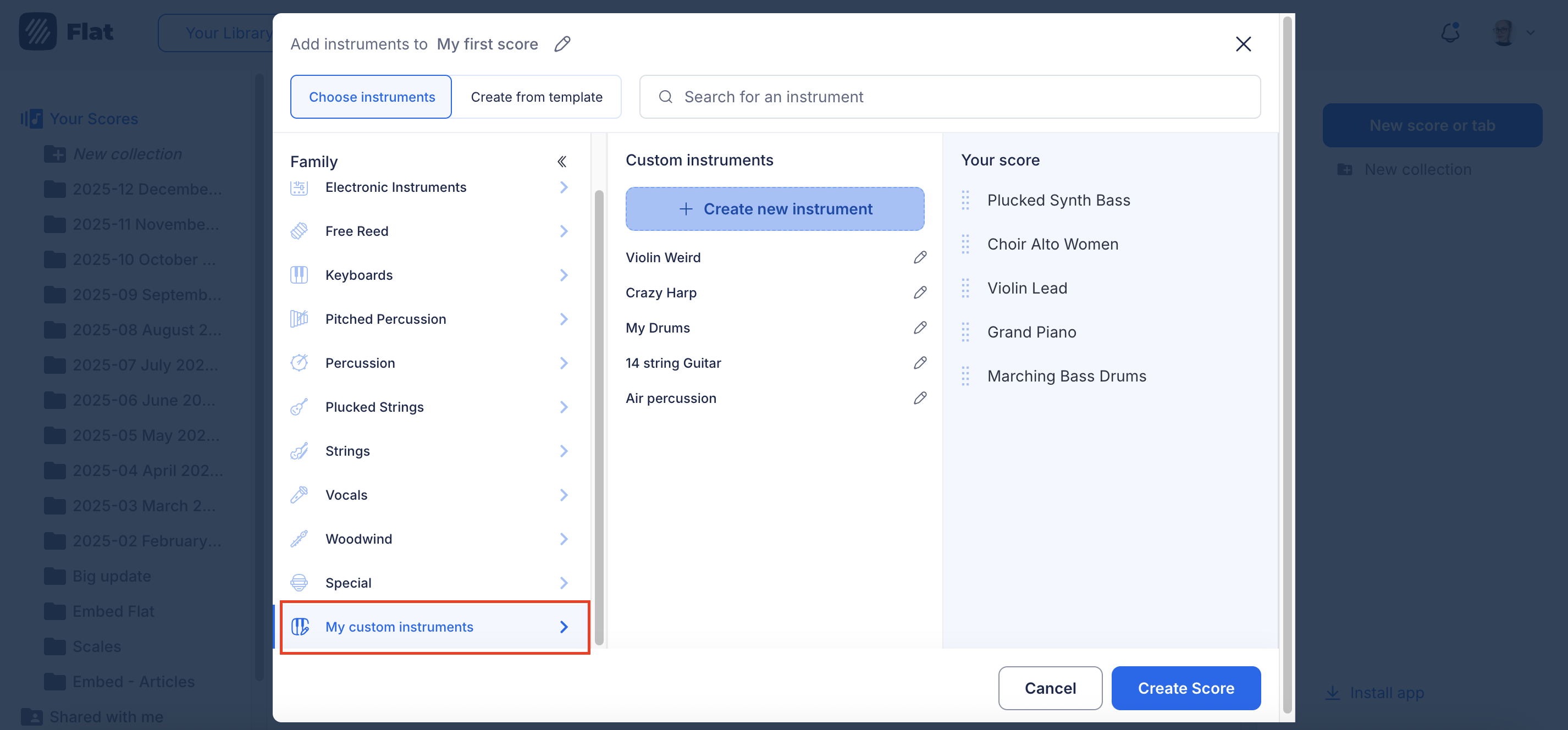 Add custom instruments