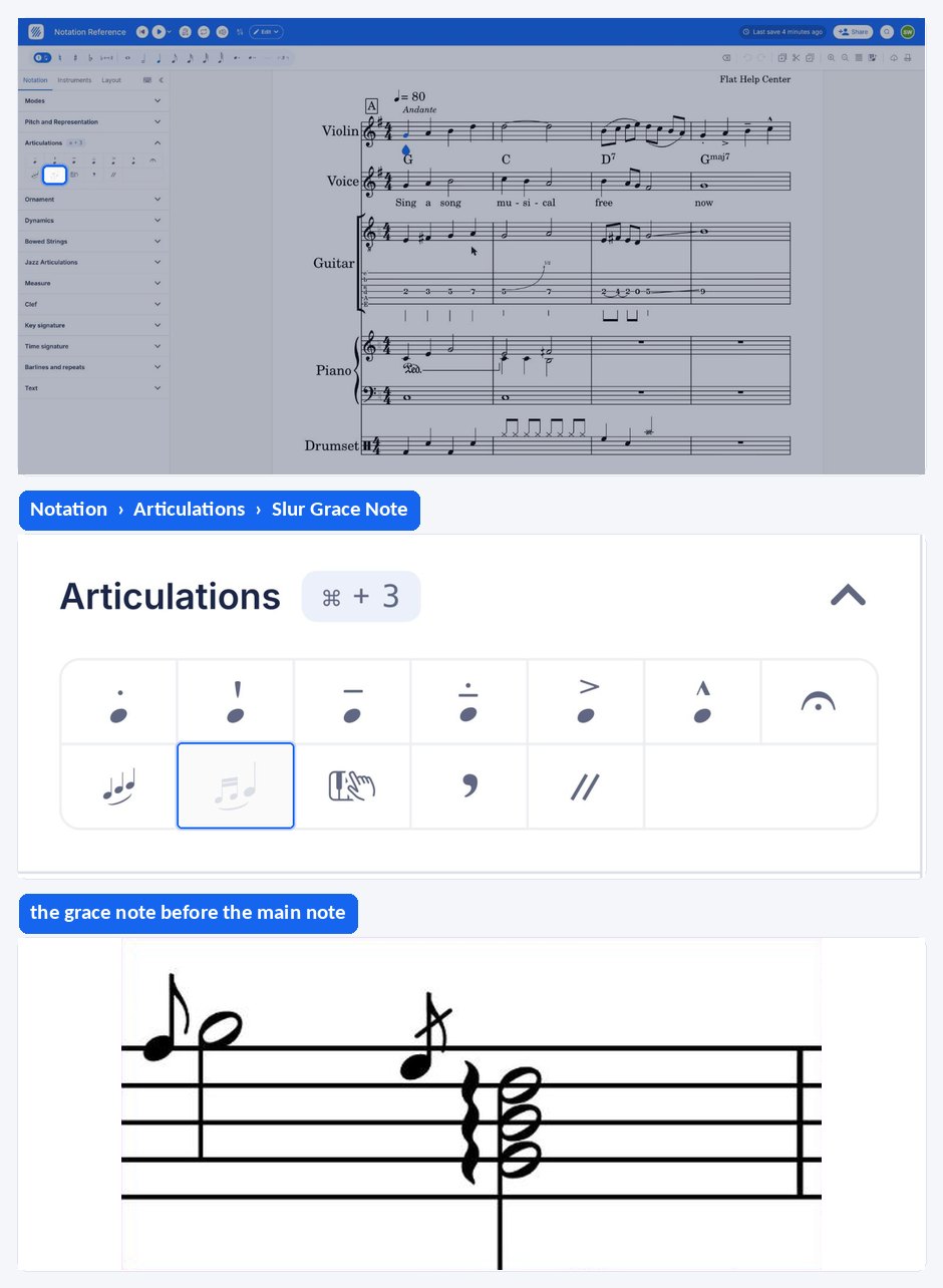 Draw a slur between grace note and main note