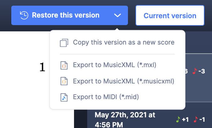 Advanced history tools: restore, copy and export
