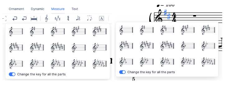 Insert a new key signature