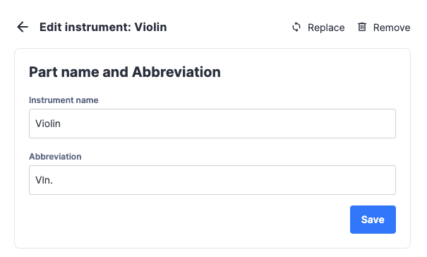 Edit part name & abbreviation