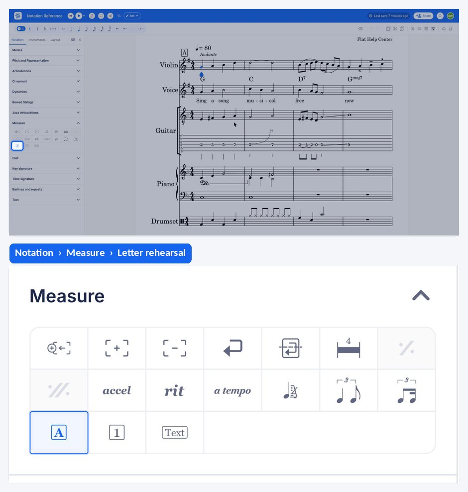 Adding rehearsal marks to a score