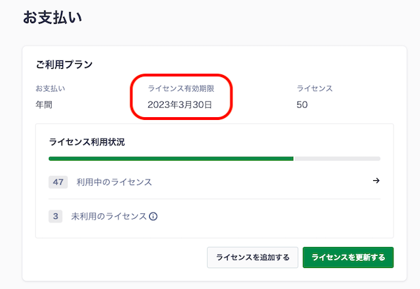 ライセンス期限