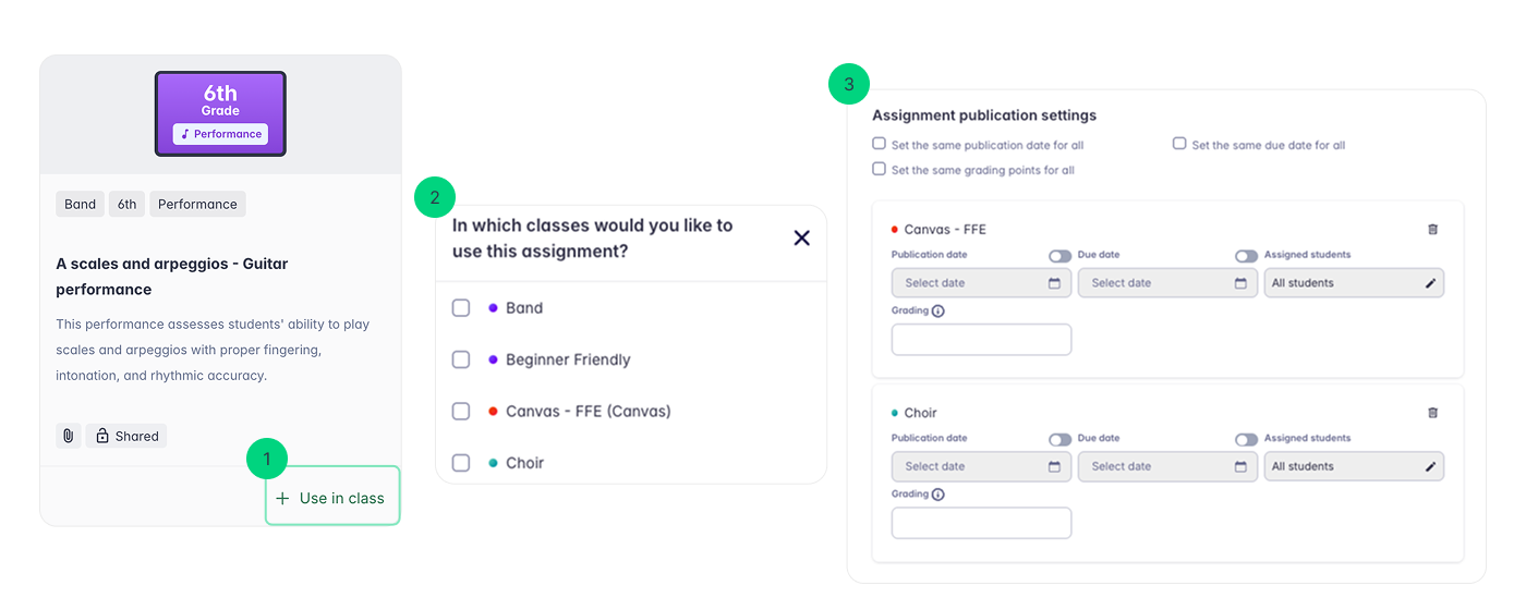 Assign work to class(es)