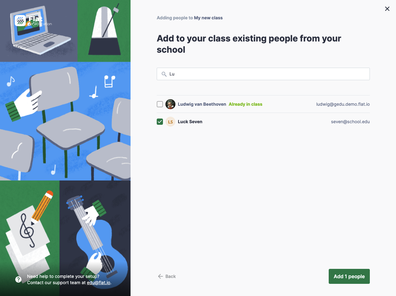 search people to add to your class