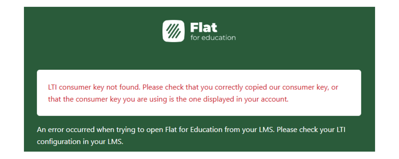 LTI consumer key not found