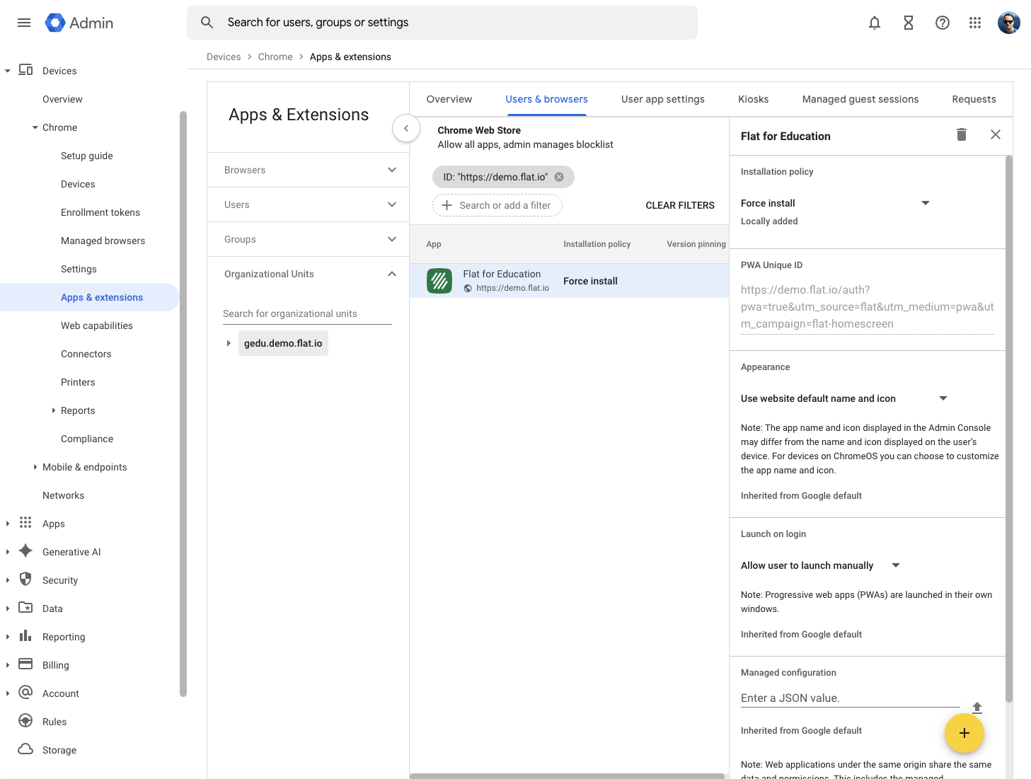 Flat for Education Configuration