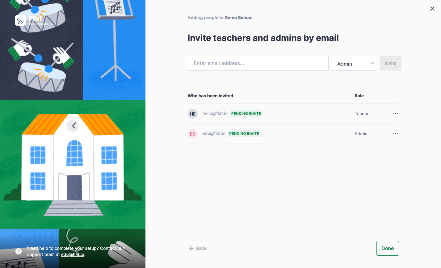 Invite admins and teachers