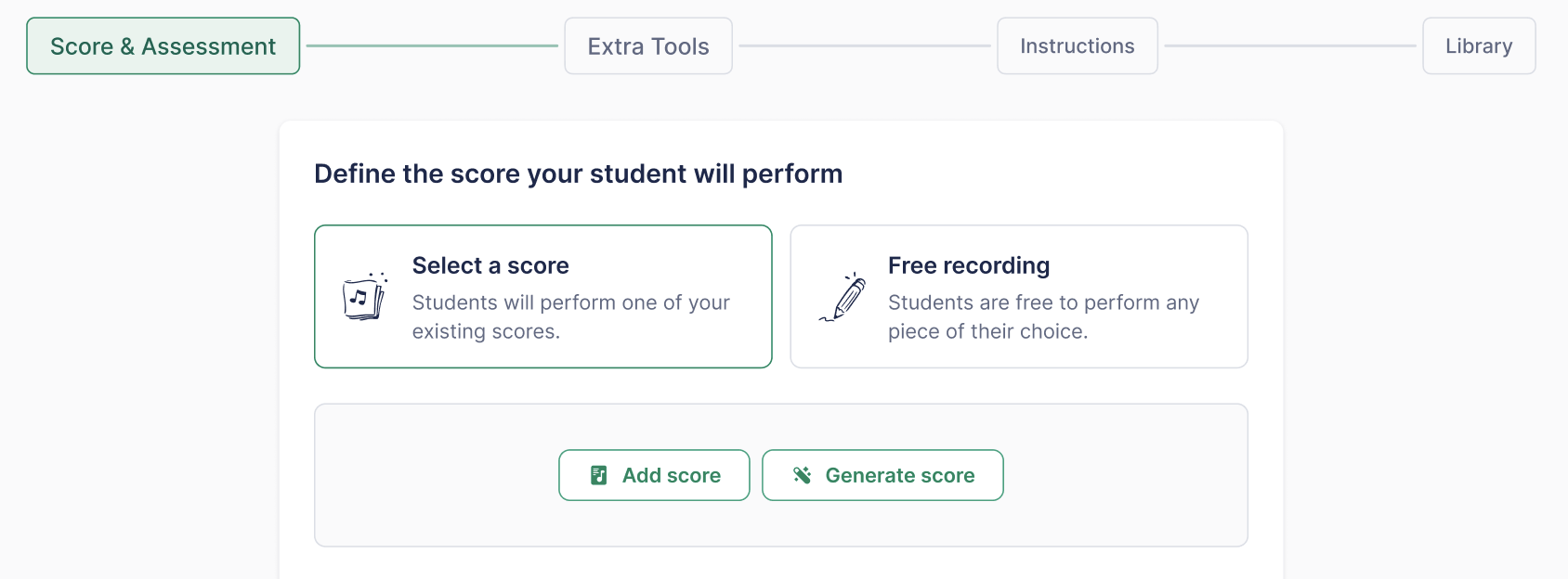 Generate score inside performance assignment workflow