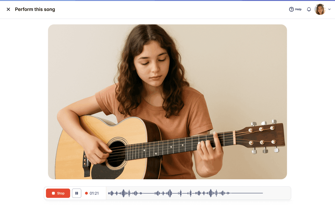 Performance assignment type selector showing score-based setup and Free Record toggle