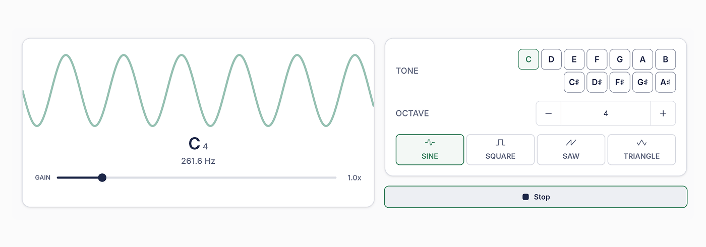 Outils de pratique : Générateur de sons