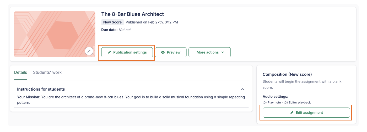 Edit an existing assignment within class
