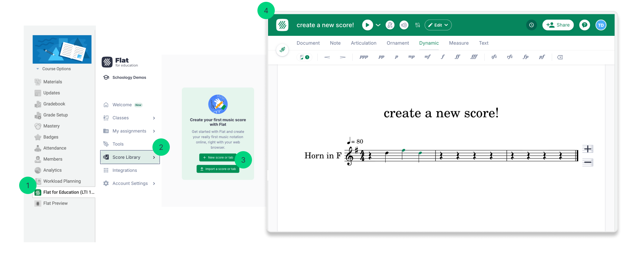 Create a Flat for Education music score in Schoology