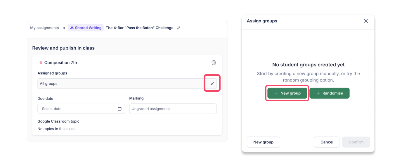 Create groups in creation flow