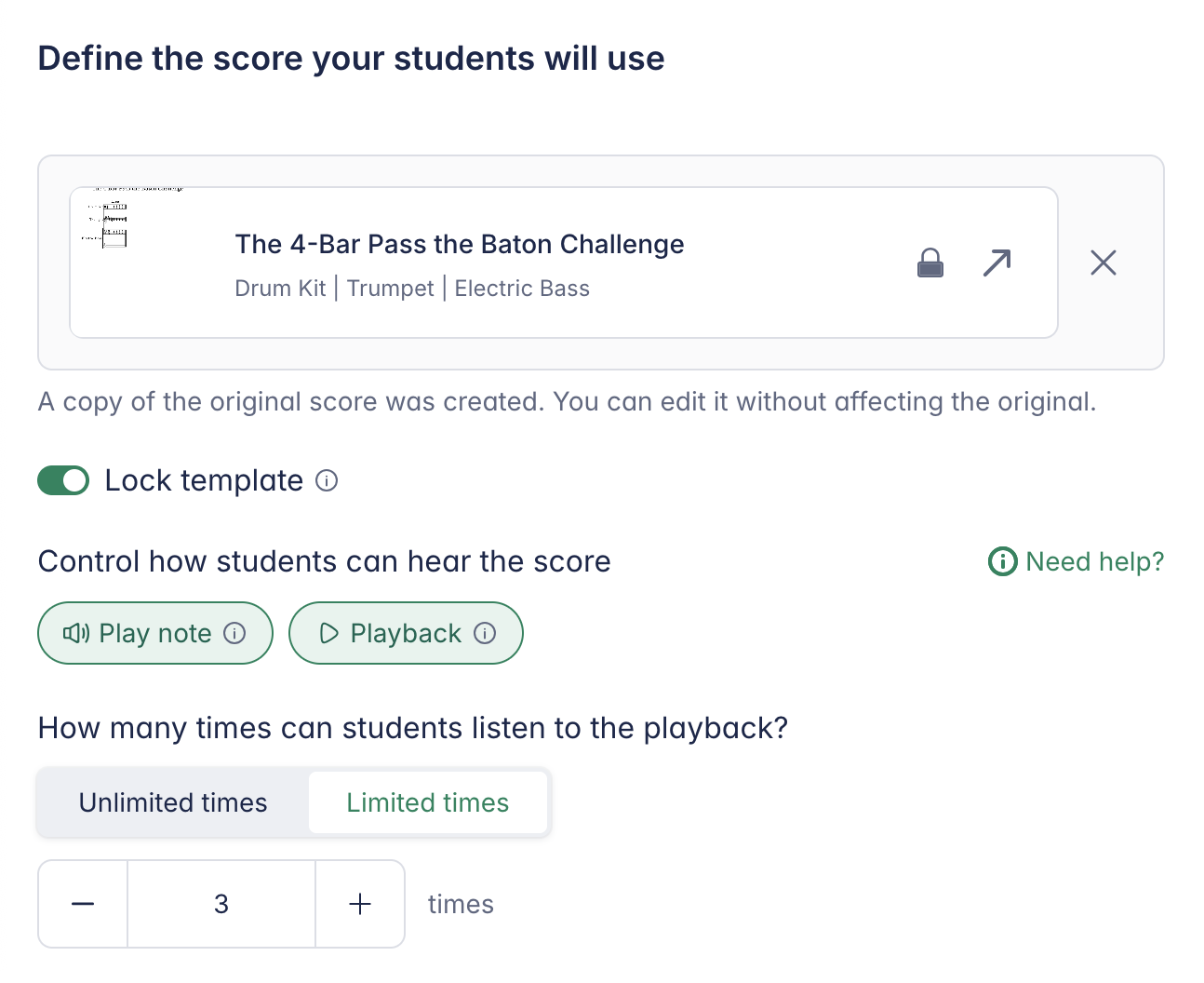 Options for Shared Writing score
