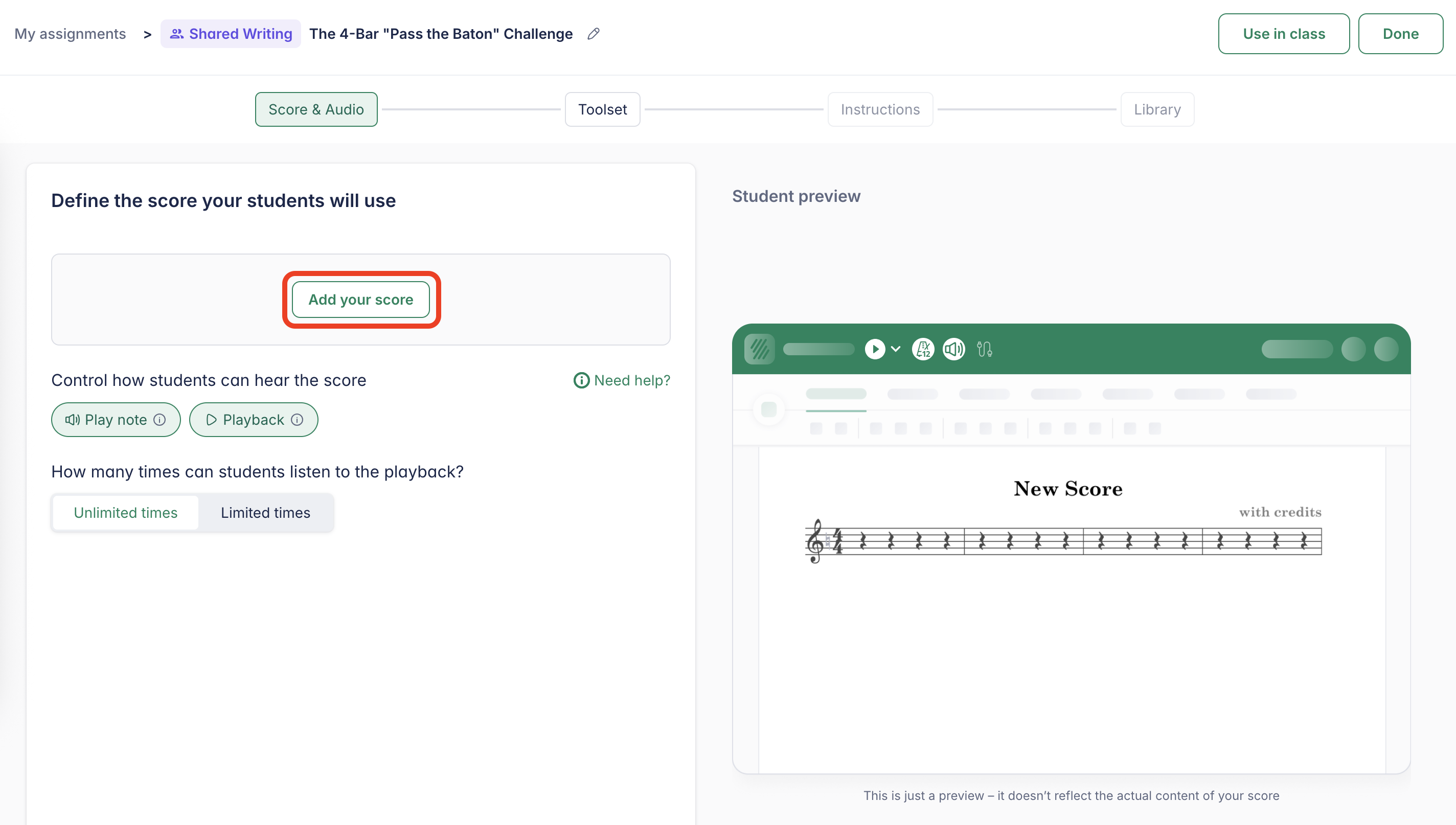 Select Shared Writing work score