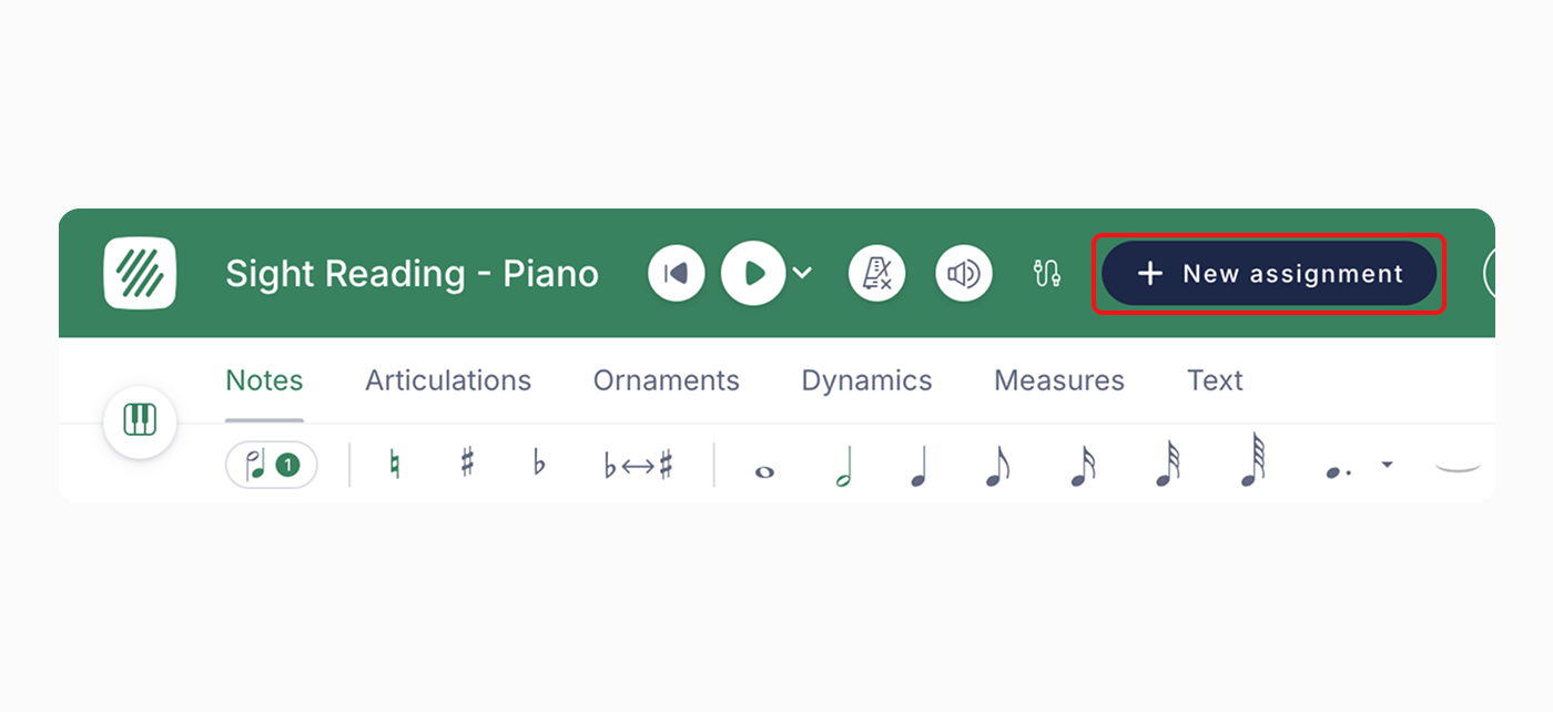 Create sight reading assignment from Editor