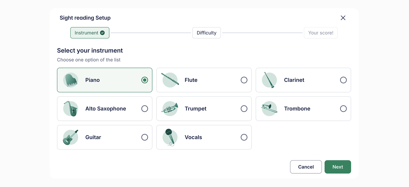 Select sight reading instrument
