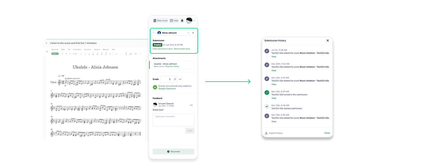 Submission History for assignments