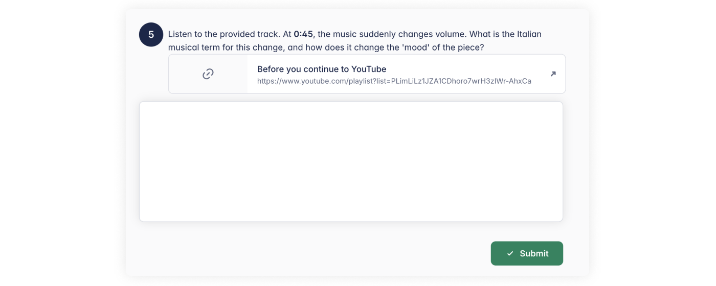 Text response assignments example