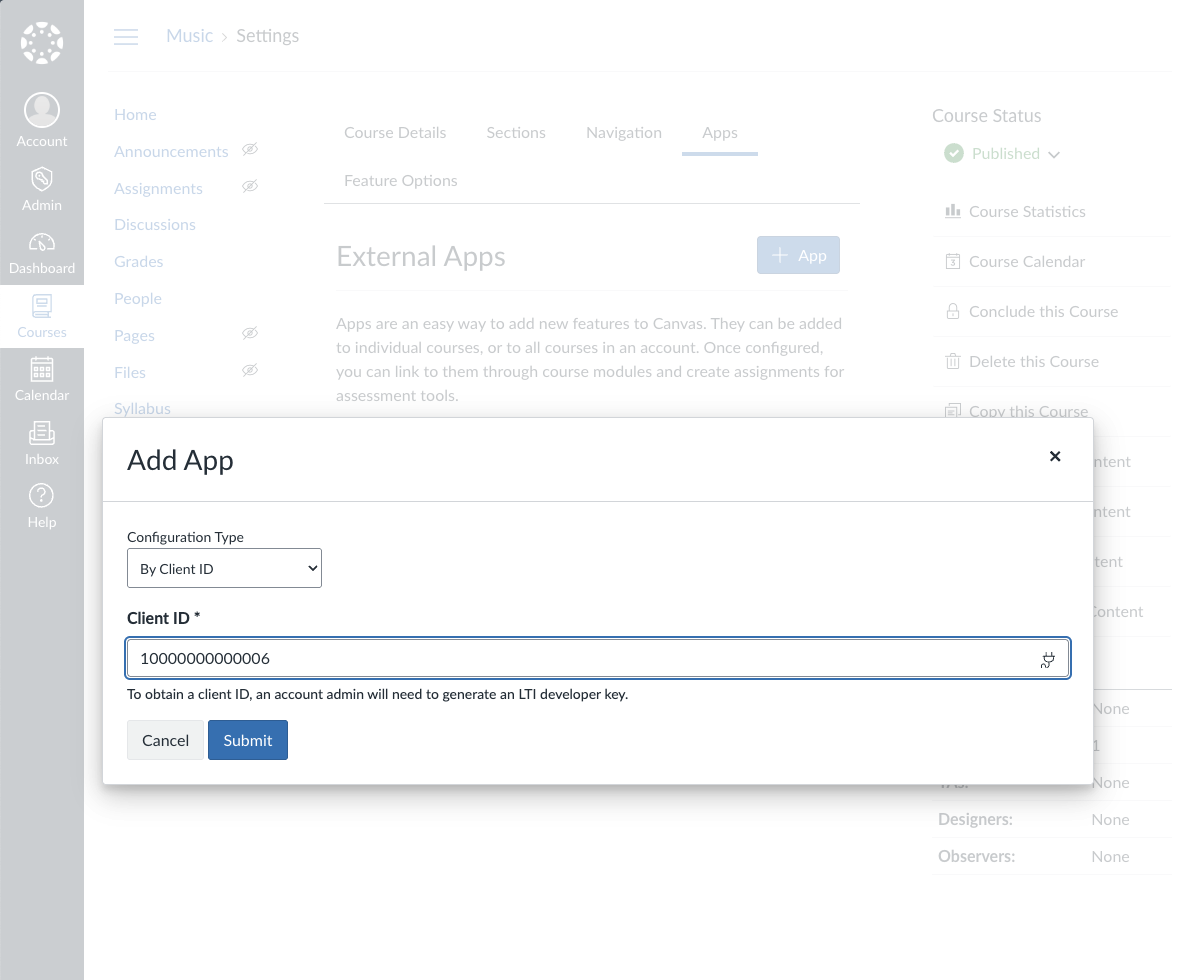 Canvas Client ID Configuration
