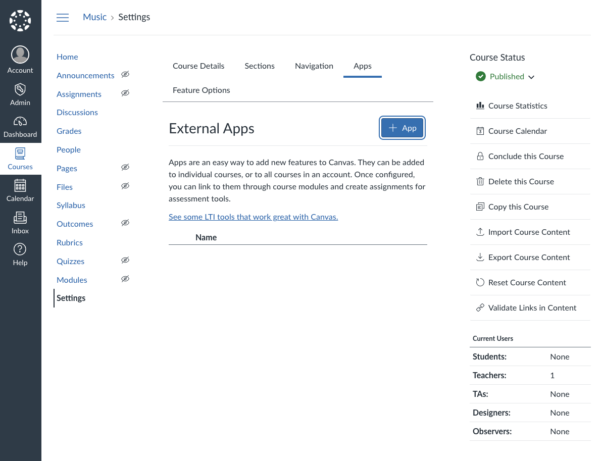 Canvas Course App Installation