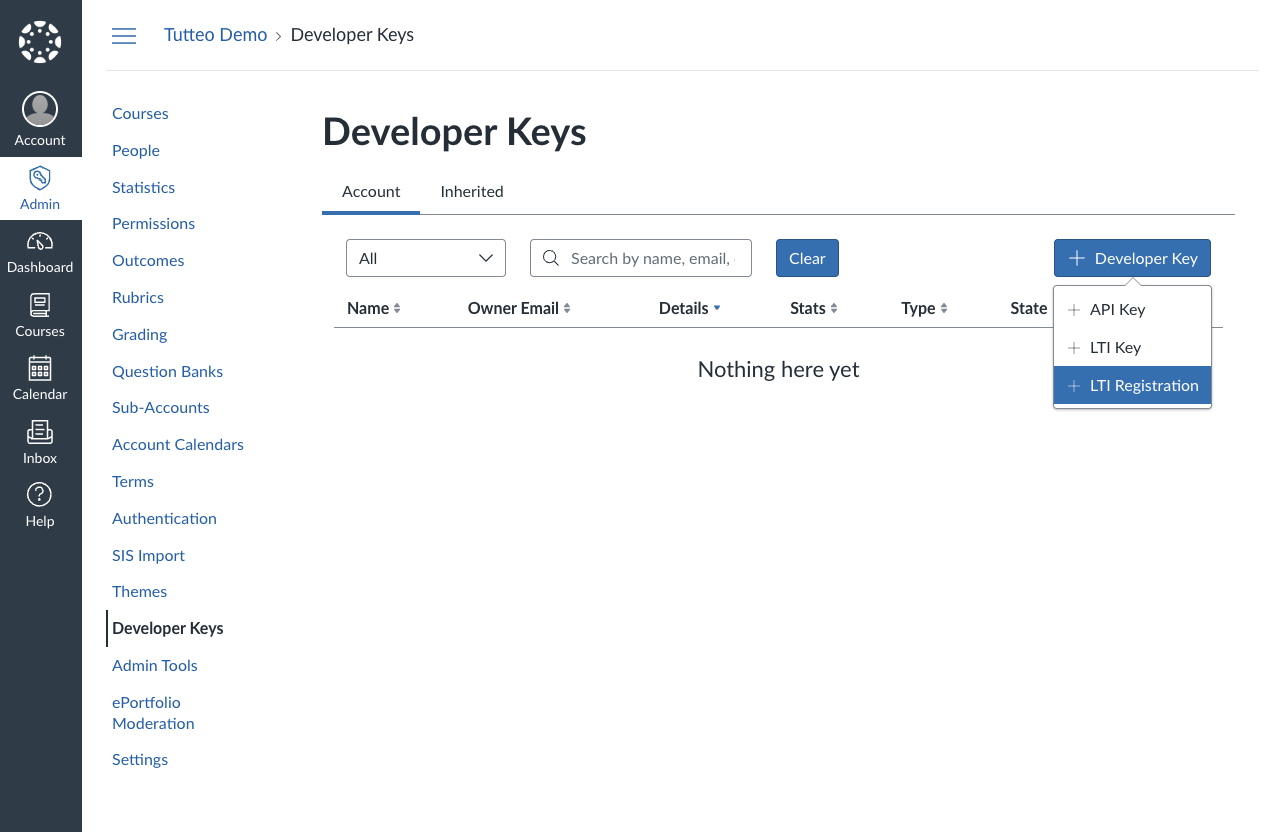 Canvas Developer Keys