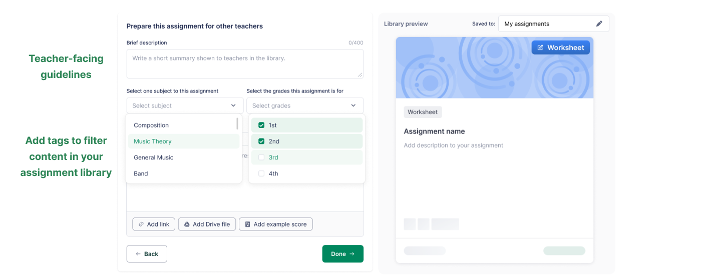 Teacher-facing instructions for Worksheets